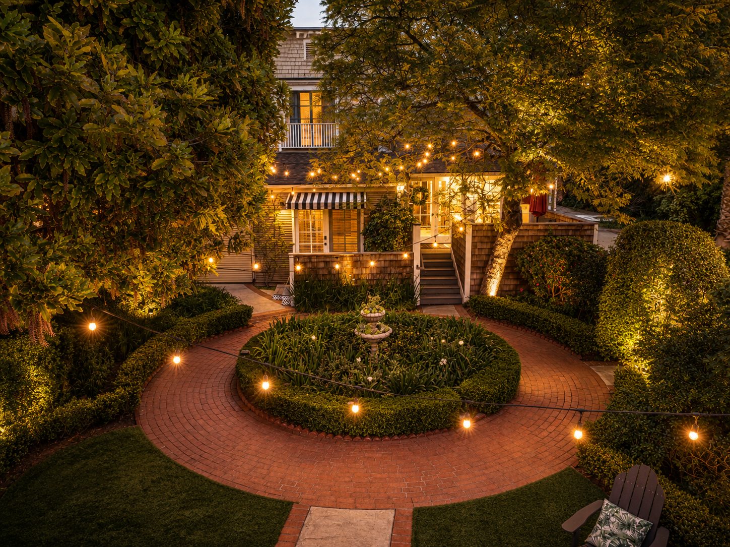 The Gardens at Dusk at The De La Vina Inn, Santa Barbara