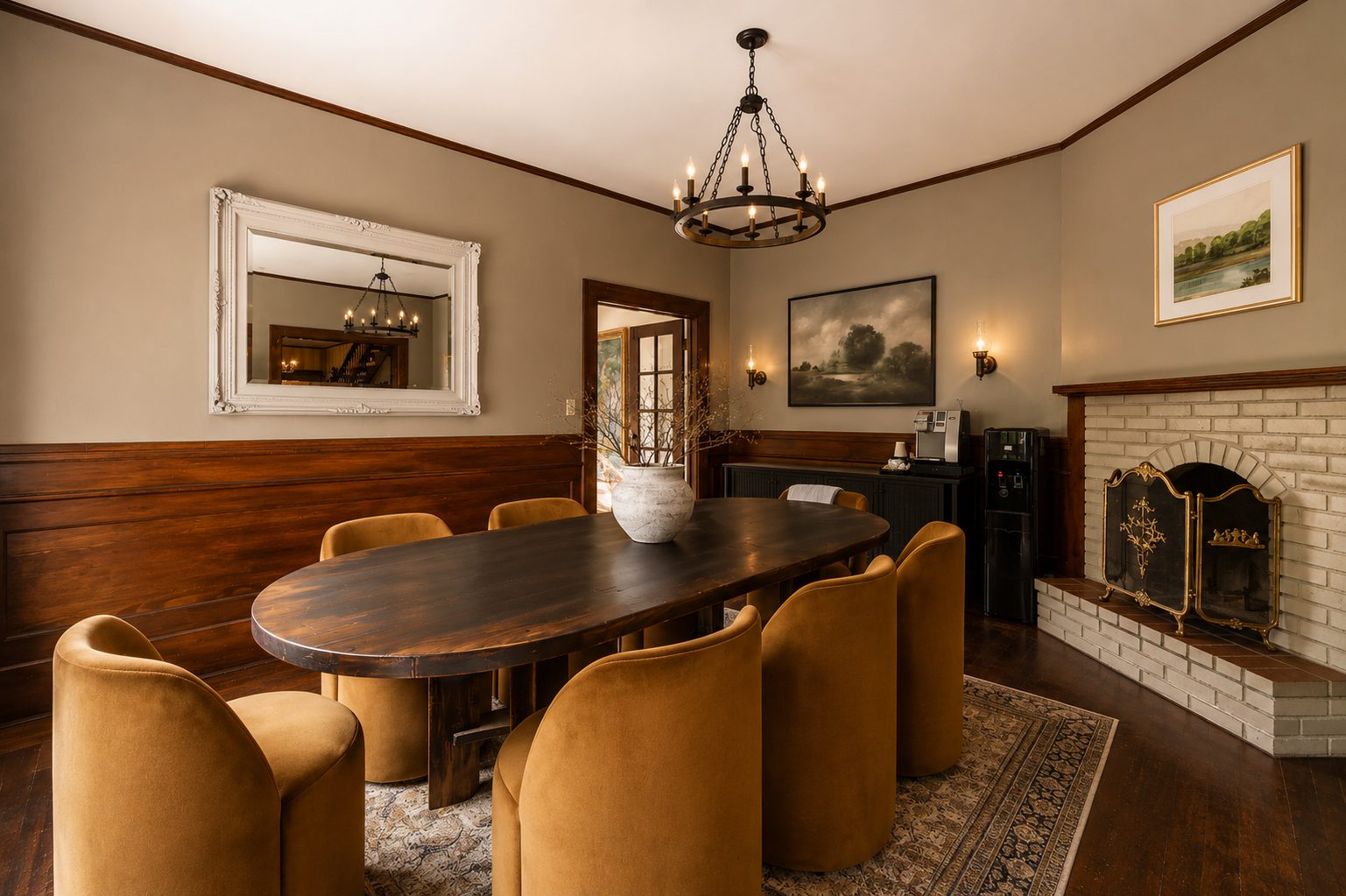 The dining room at The De La Vina Inn, Santa Barbara